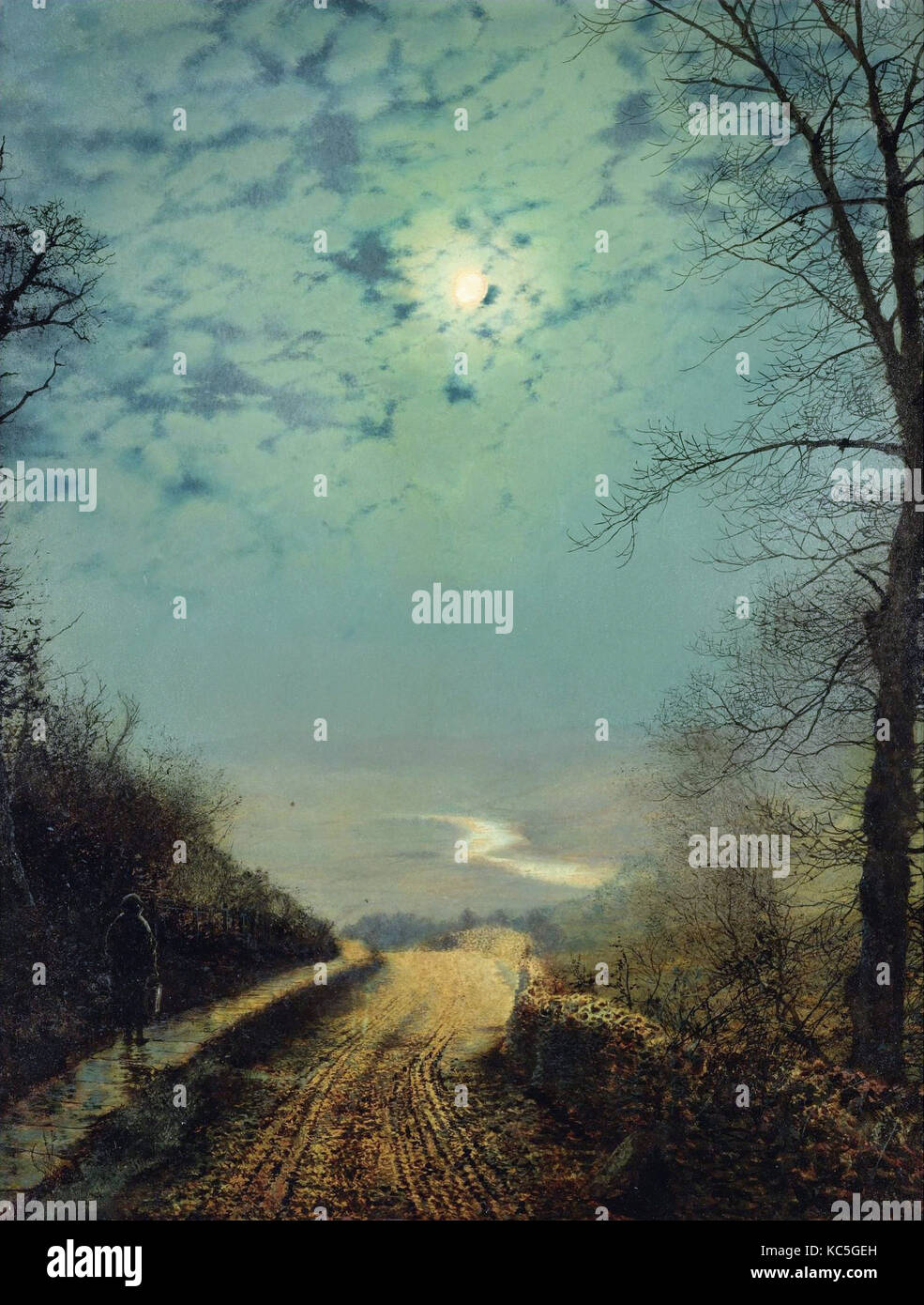 john atkinson grimshaw moonlit lane 1874 Stock Photo Alamy