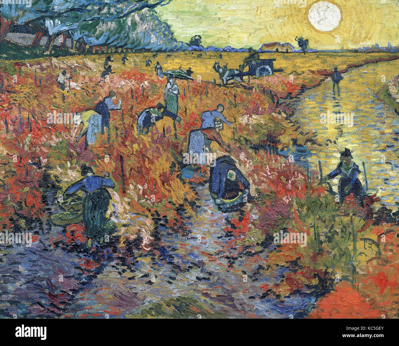 Peinture Par Numéros Adulte "Vigne Rouge" (d’après Van Gogh) - Toile 40x50 Cm - Kit Complet Avec Peintures Et Pinceaux