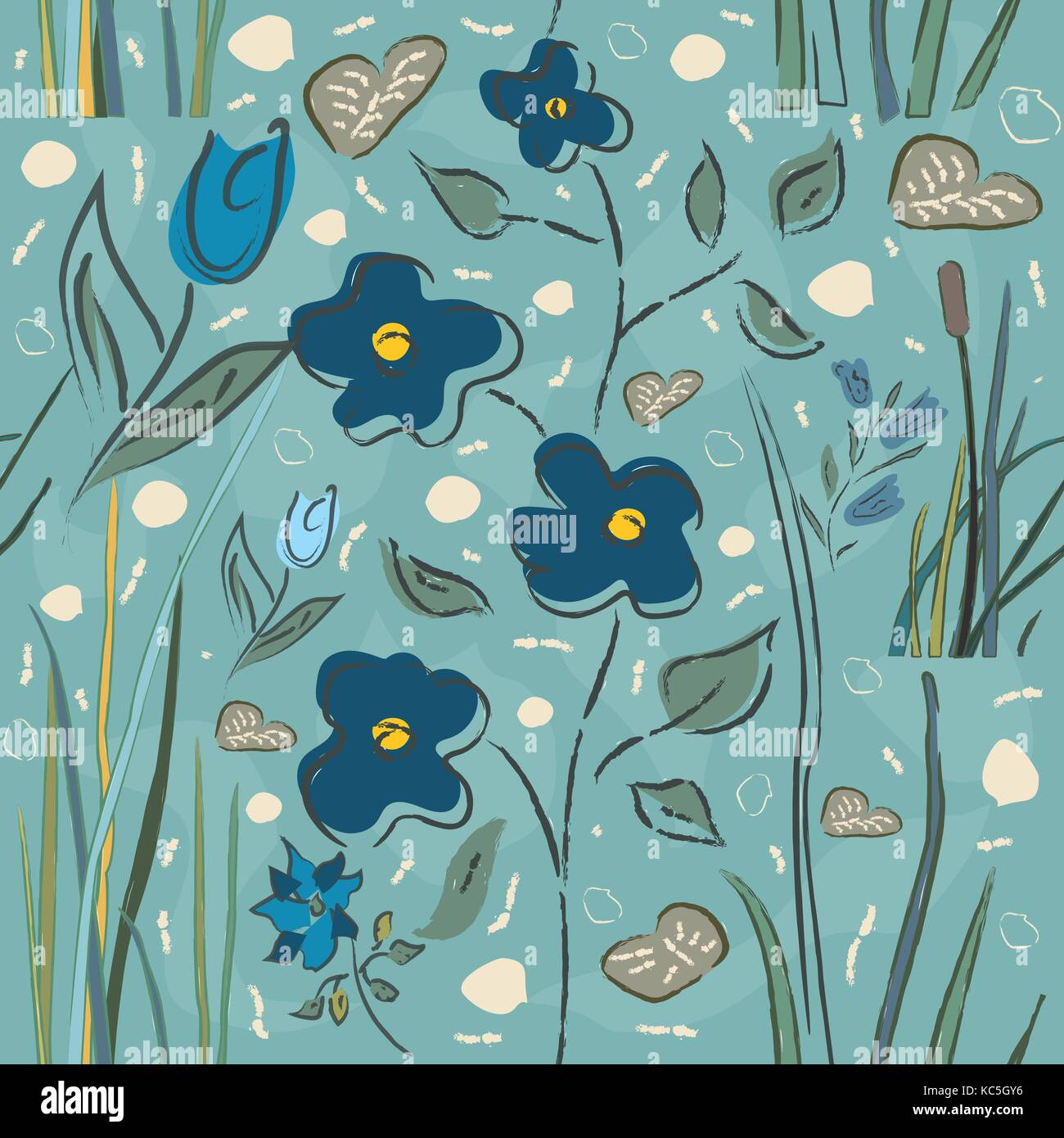 Floral Seamless Pattern. Hand Drawn. Vector Illustration Stock Vector ...