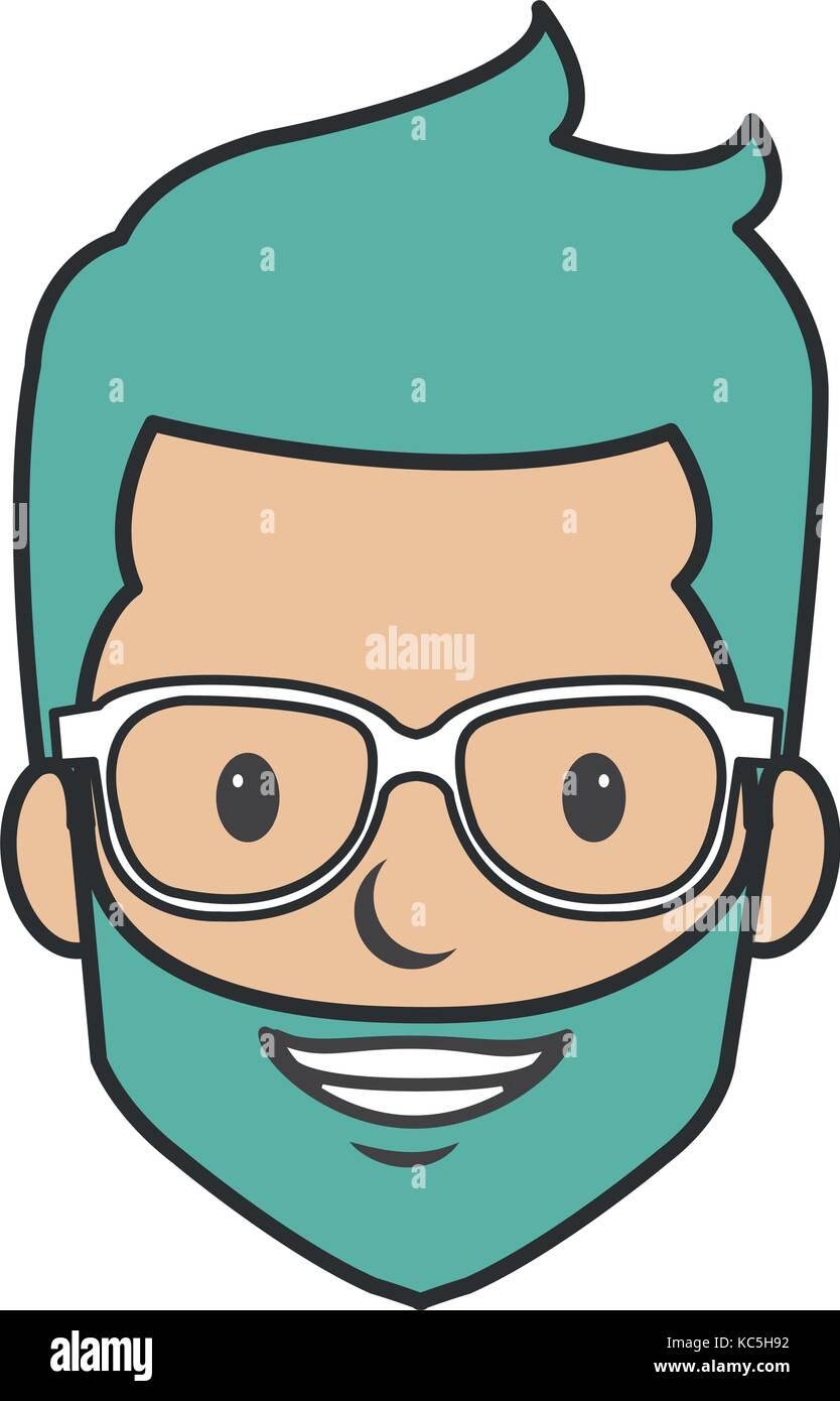 young man head with glasses avatar character vector illustration design ...