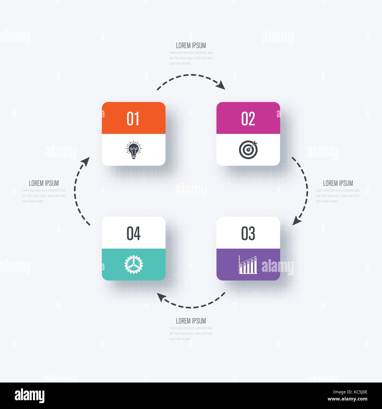 Business infographics template 4 steps with square Stock Vector Image ...