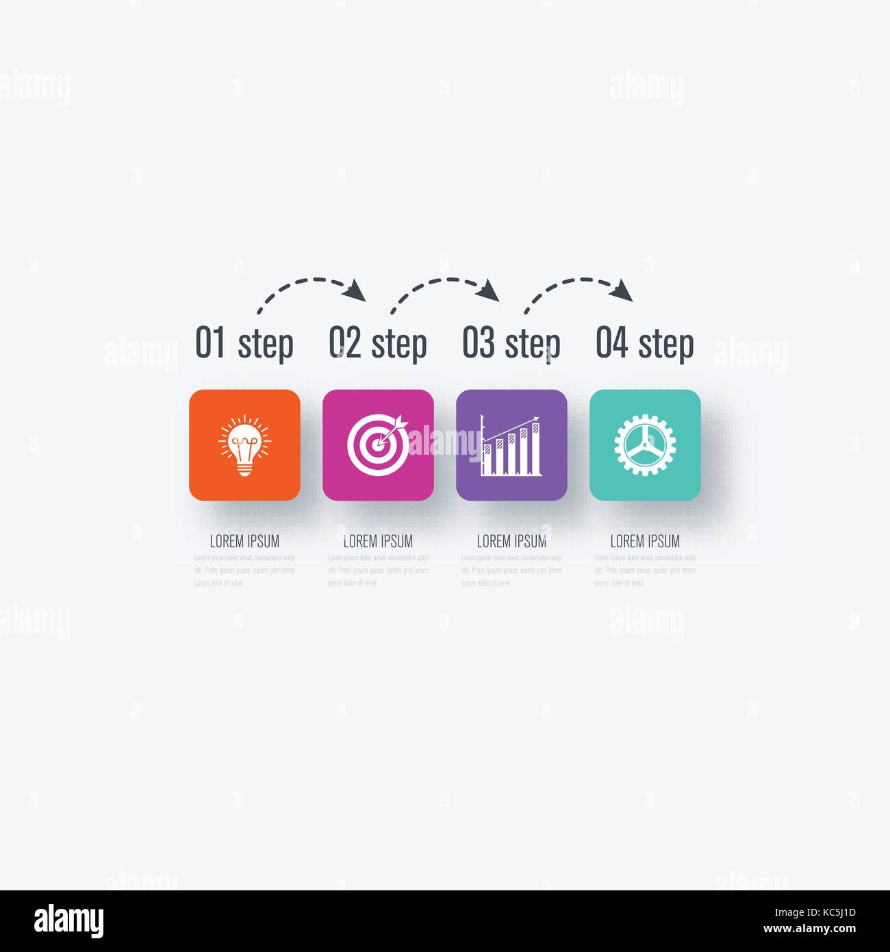 Business infographics template 4 steps with square Stock Vector Image ...