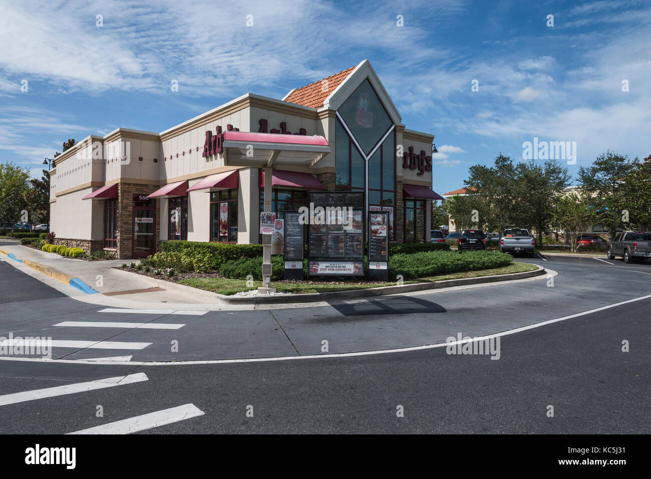 Arbys Restaurant located in Lady Lake, Florida USA Stock Photo