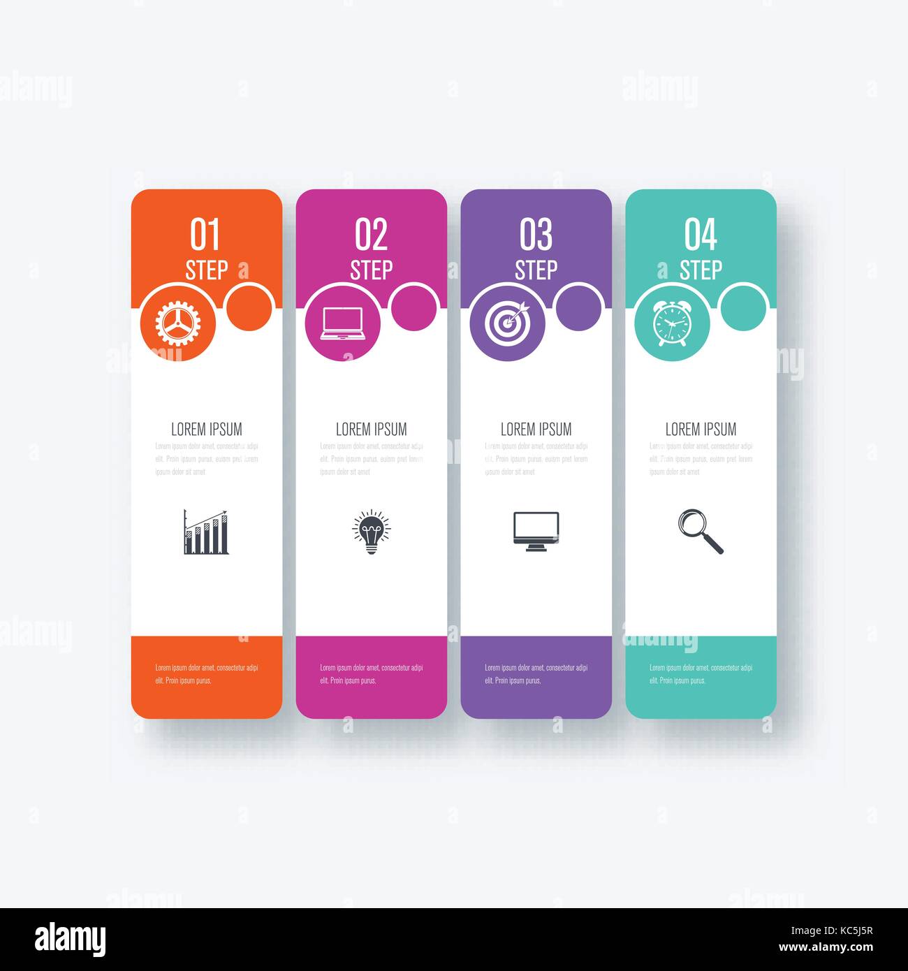 Business infographics template 4 steps with square Stock Vector Image ...
