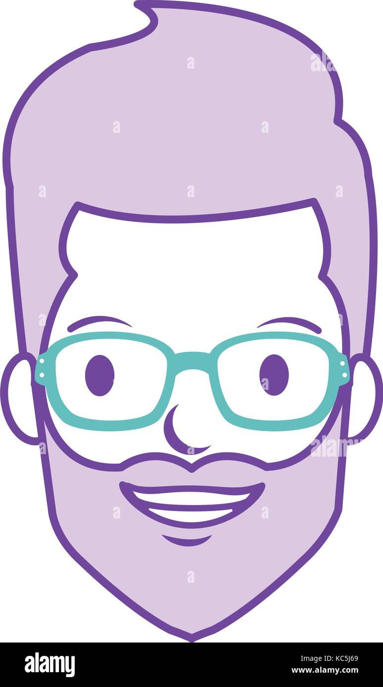 young man head with glasses avatar character vector illustration design ...