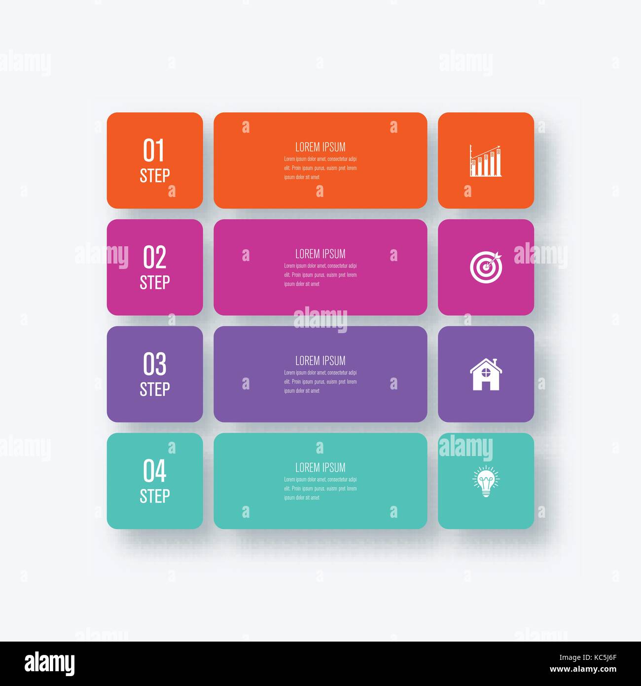 Business infographics template 4 steps with square Stock Vector Image ...