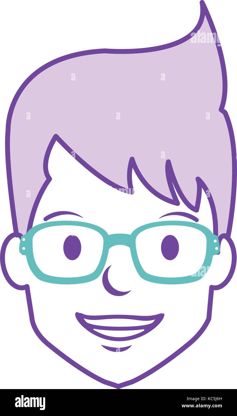 young man head with glasses avatar character vector illustration design ...