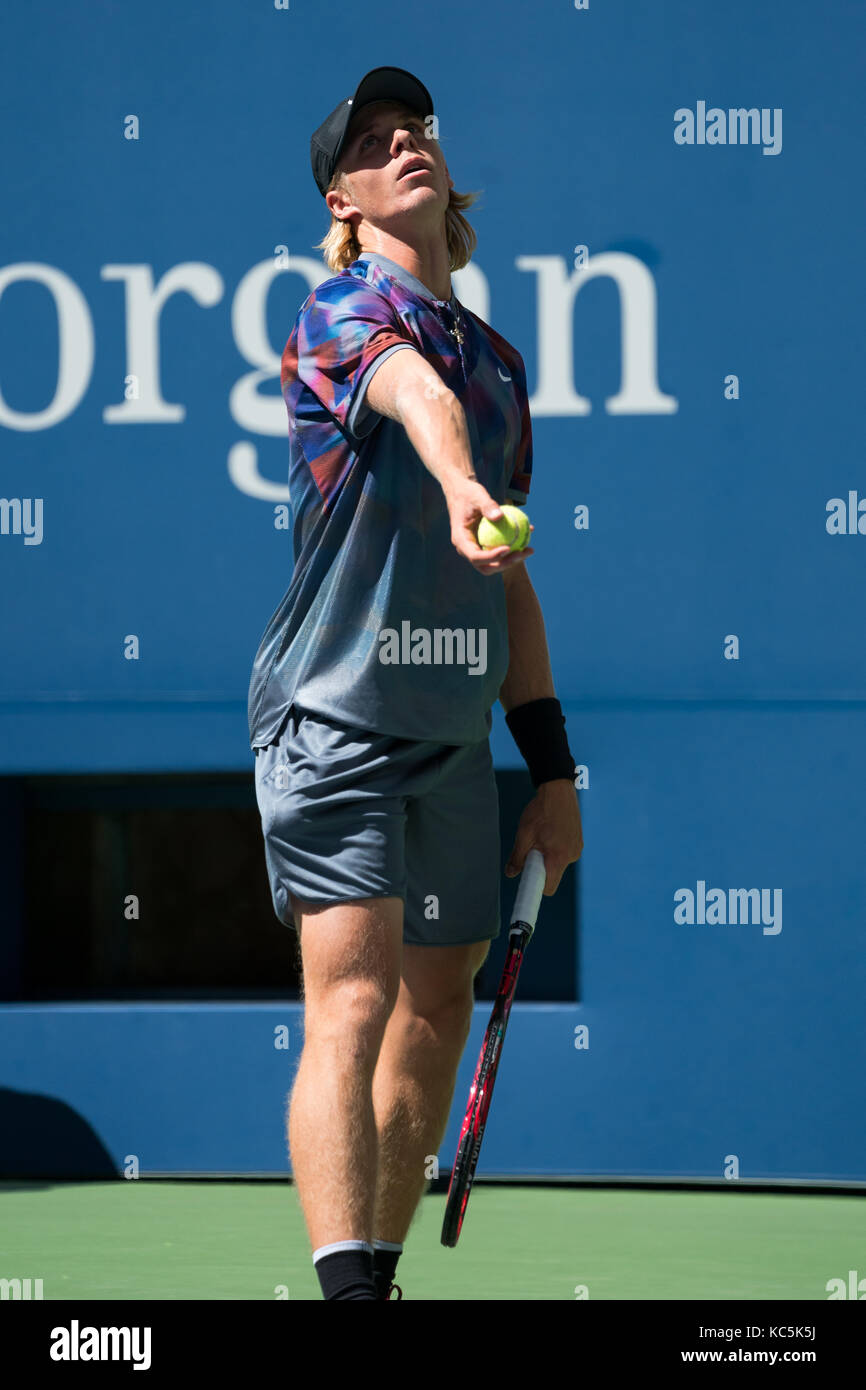 Denis Shapovalov (CAN) competing at the 2017 US Open Tennis Championships. Stock Photo