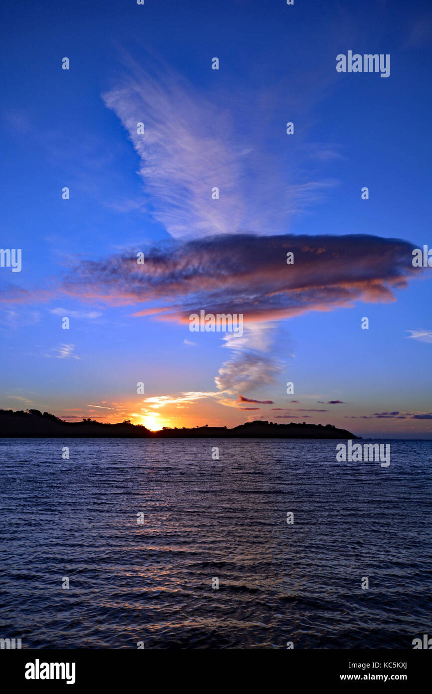 Strange Cloud Phenomenon at Sunset Stock Photo
