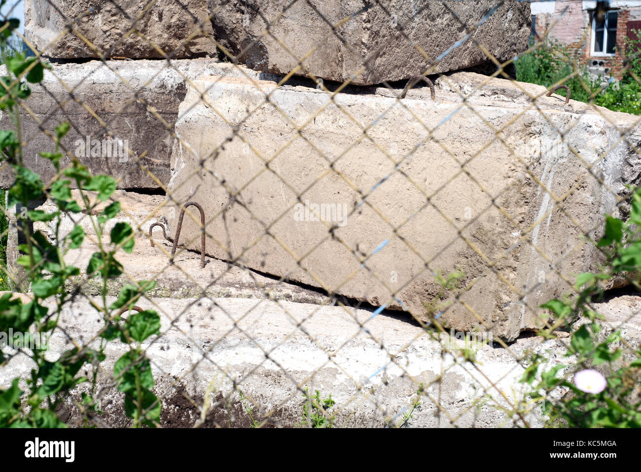 Concrete blocks used in construction hires stock photography and