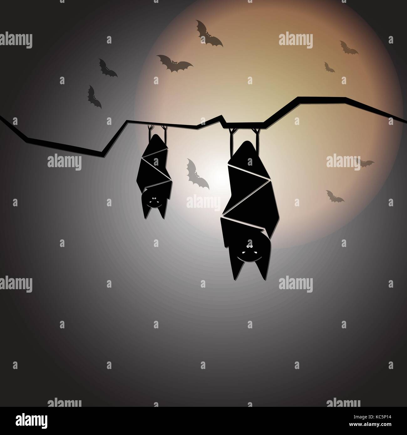 Create halloween night with sleep bats, stock vector Stock Vector Image ...