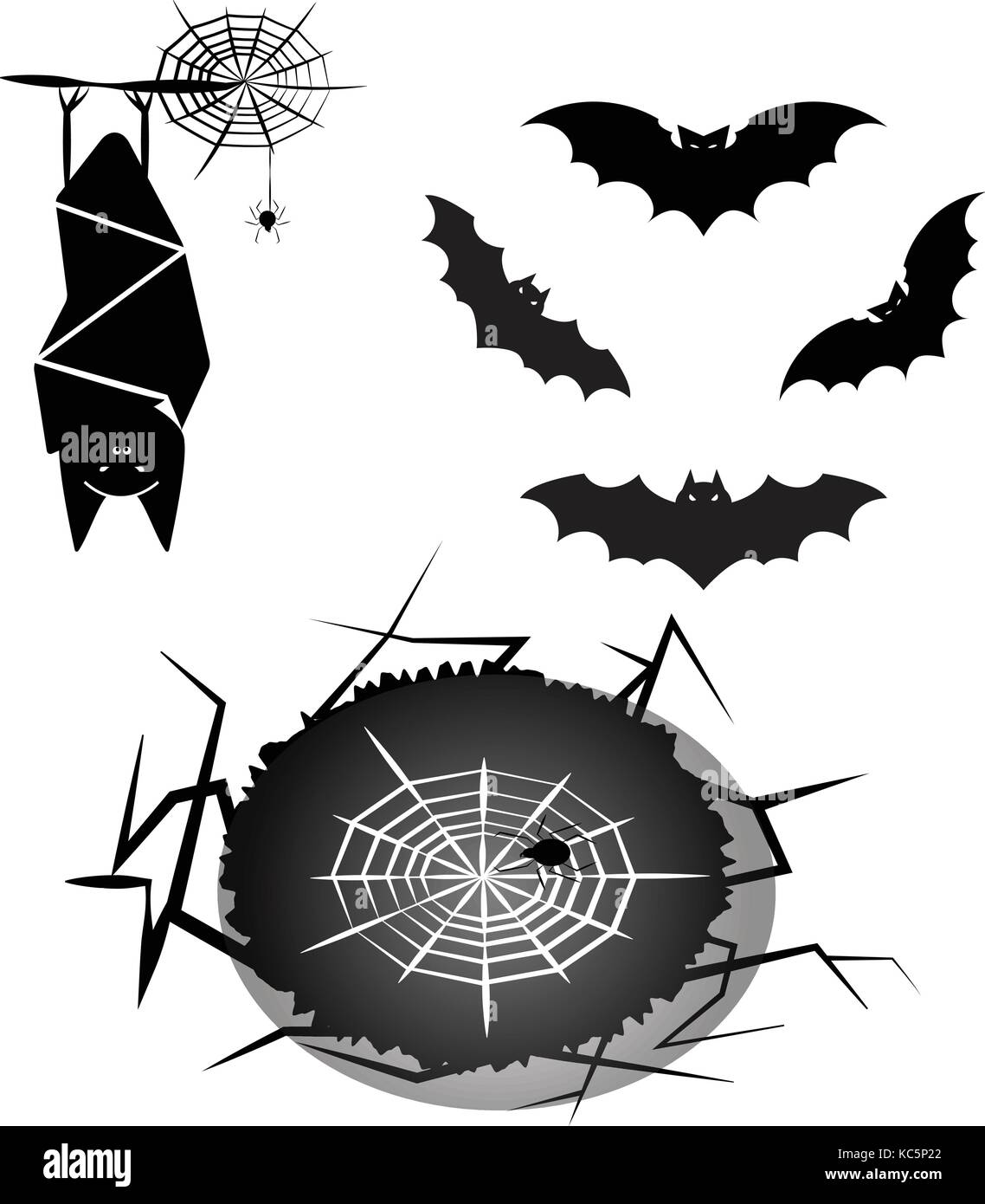 Created halloween bat and spider, stock vector Stock Vector