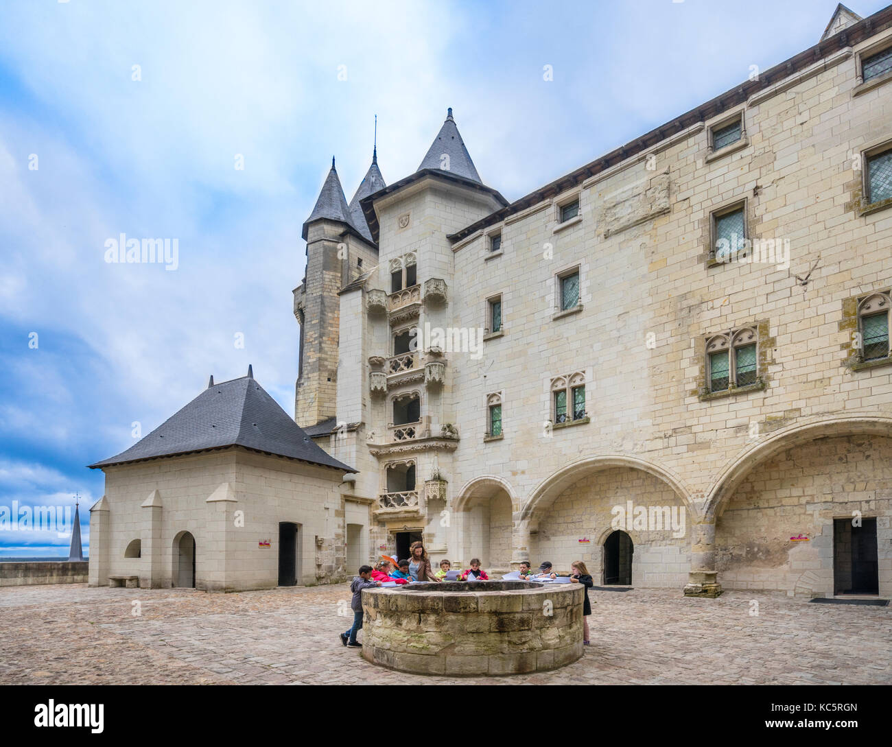 France, Maine-et-Loire department, Pays de la Loire, well in the court yard of Château de Saumur Stock Photo