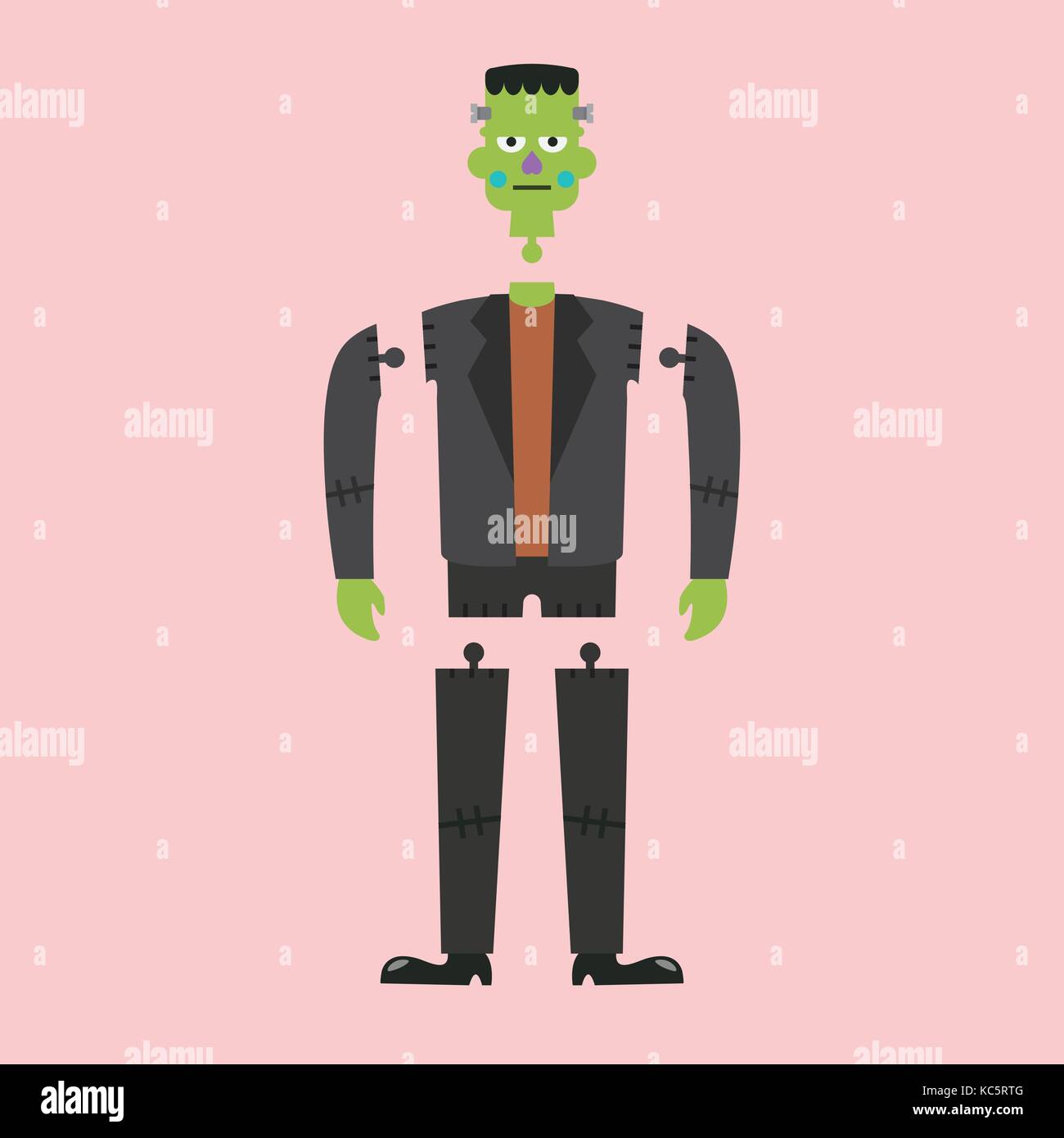 Corpse of green zombie. Halloween character Vector illustration Stock Vector