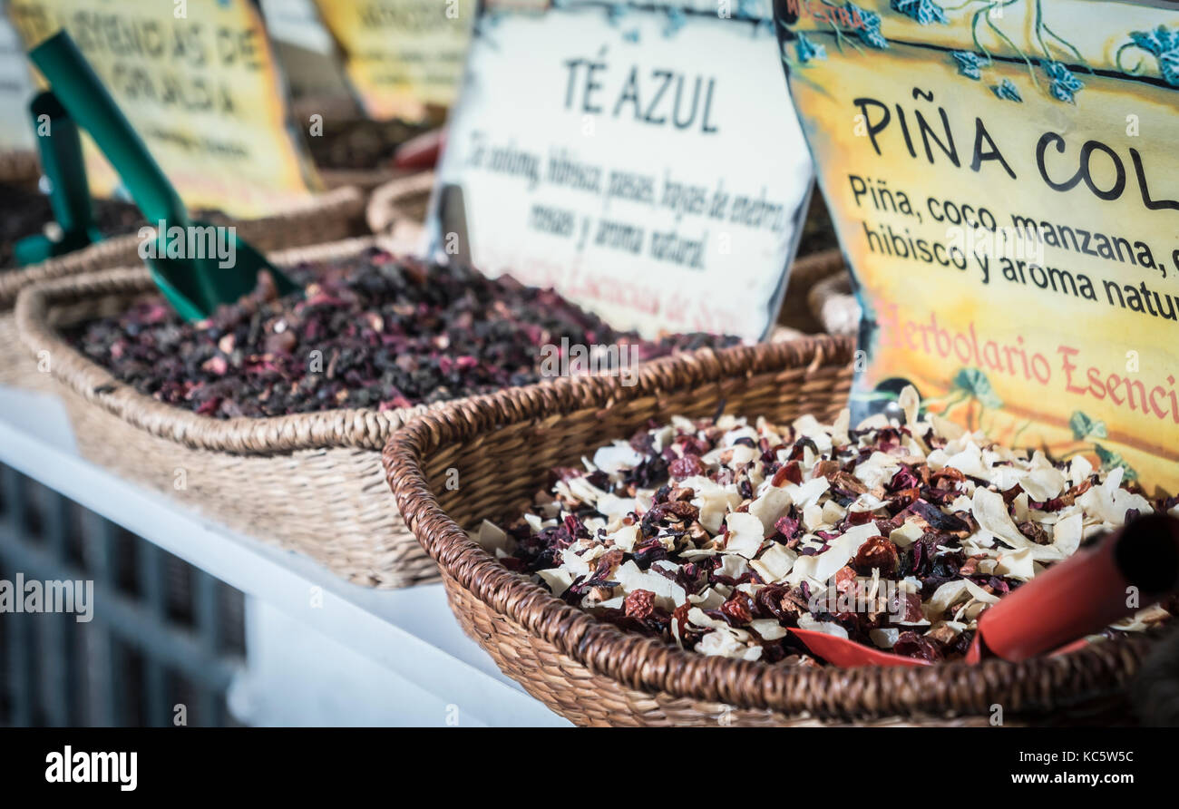 Traditional market, Tea basket Stock Photo