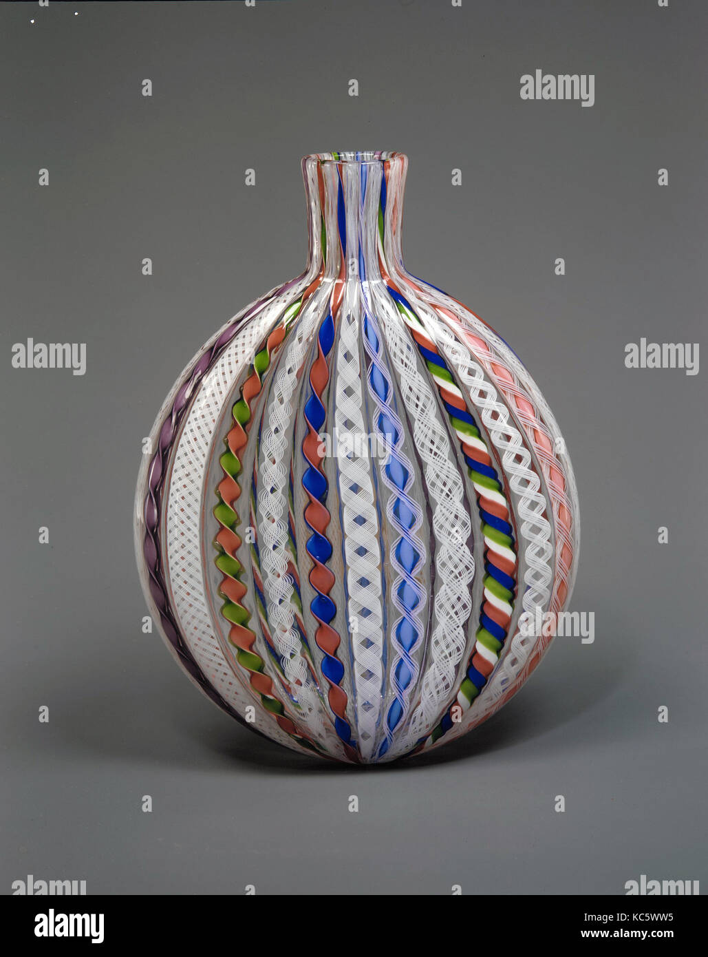 Flask, ca. 1875, Made in France, French, Blown glass, H. 6 3/8 in. (16.2 cm), Glass, Nicholas Lutz Stock Photo