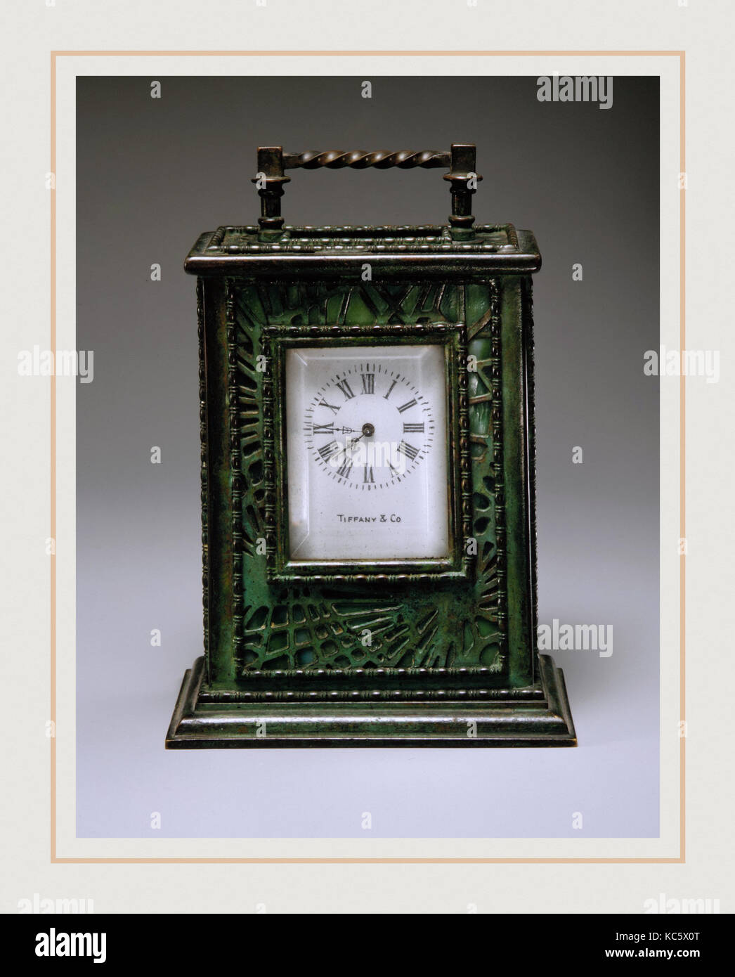 Clock, ca. 1905–20, Made in New York, New York, United States, American, Glass, bronze, 4 3/4 x 3 1/2 x 2 3/8 in. (12.1 x 8.9 x Stock Photo