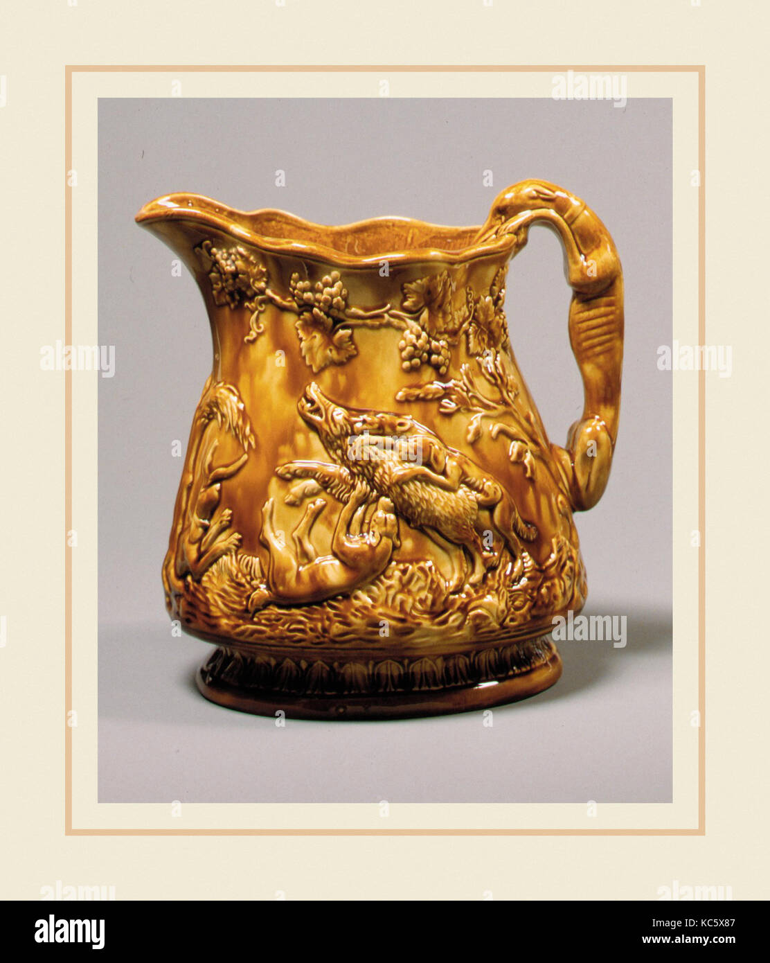 Pitcher, ca. 1850–56, Made in Baltimore, Maryland, United States, American, Earthenware, H. 8 1/2 in. (21.6 cm), Ceramics Stock Photo