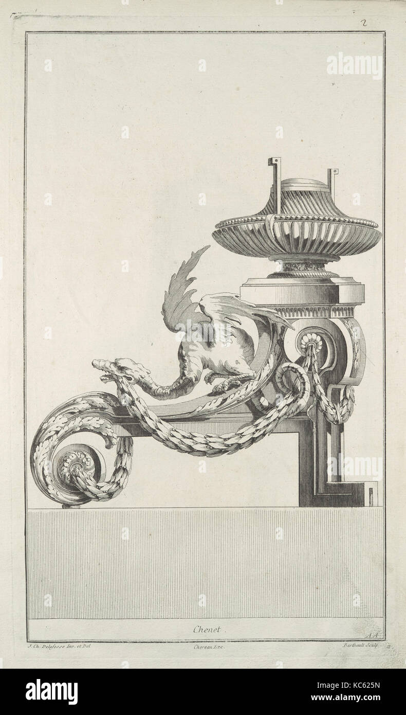 Cayer de 6 Grilles de Chenets et de Feux de Cheminées, Jean Charles Delafosse, 1740–89 Stock Photo