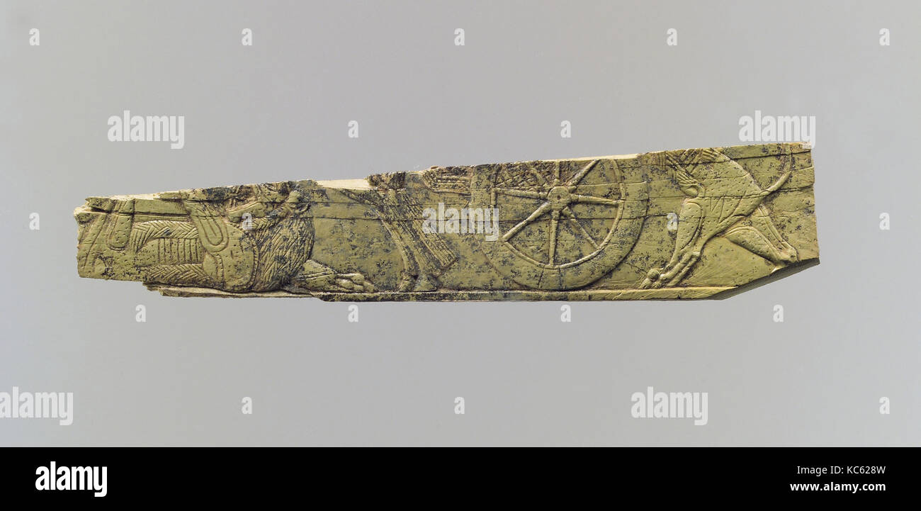 Panel fragment, Iron Age III, ca. 8th–7th century B.C., Iran, said to be from Ziwiye, Iran, Ivory, 0.98 x 5 in. (2.49 x 12.7 cm Stock Photo