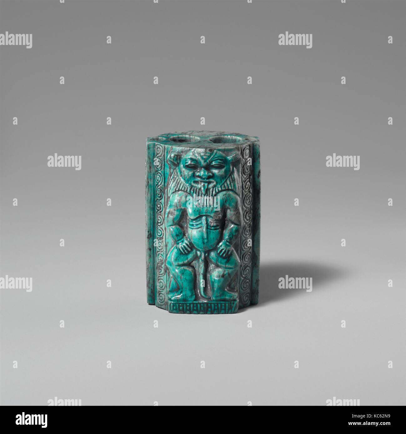 Kohl Container Decorated with Bes-images, ca. 1400 B.C Stock Photo