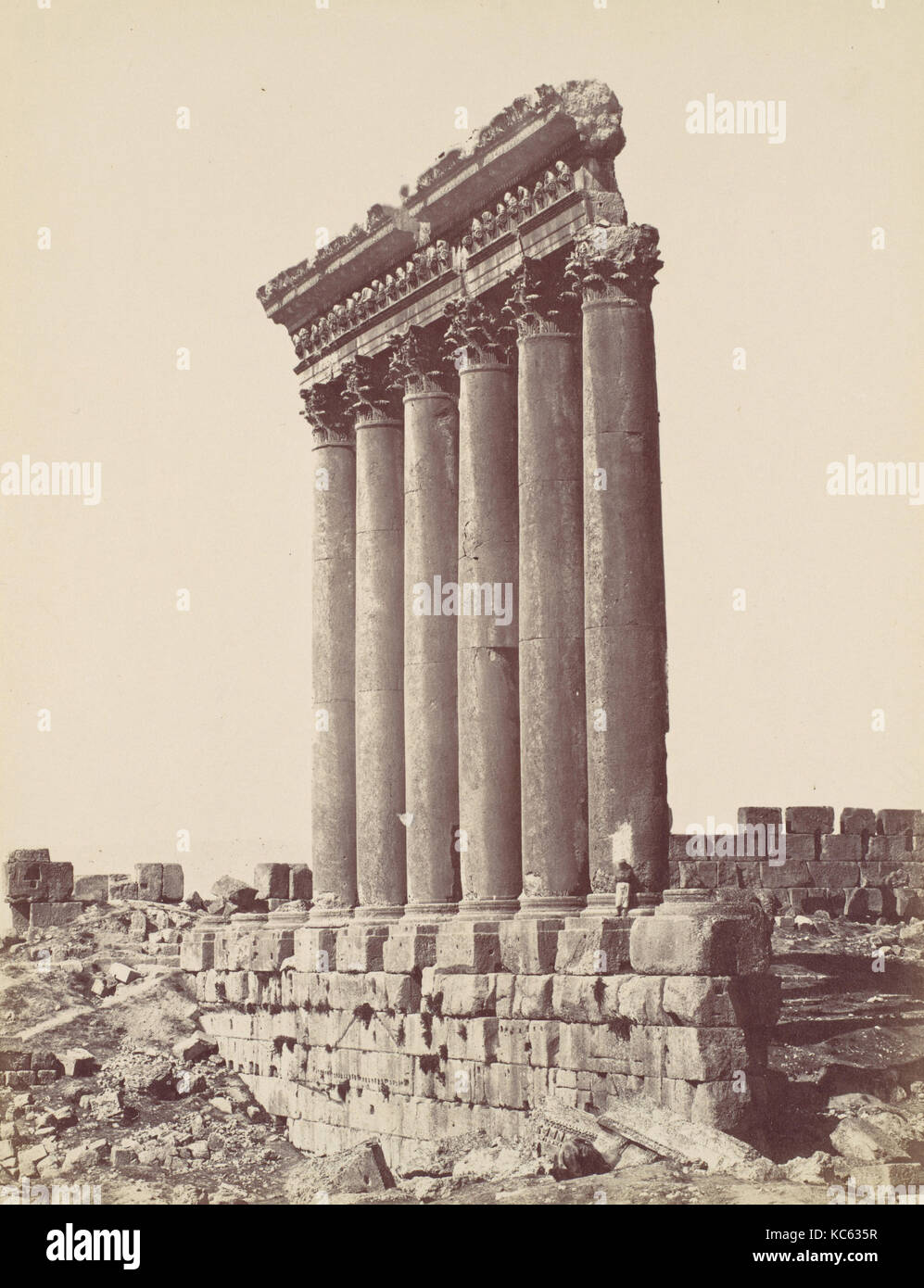 The Temple of the Sun at Baalbec, Félix Bonfils, ca. 1870 Stock Photo