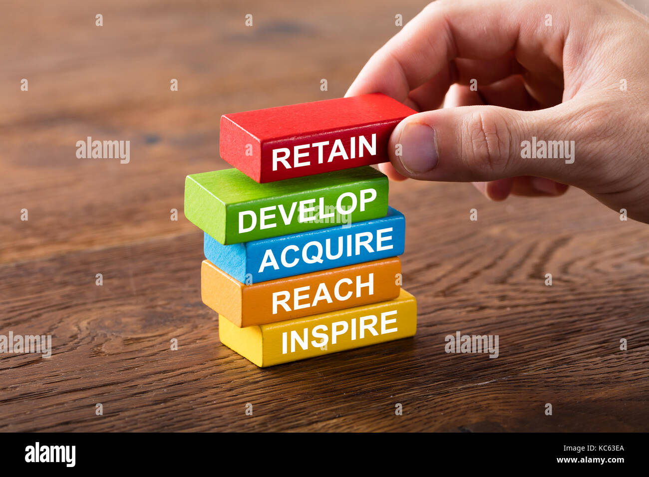 Building Customer Lifecycle Concept On Colorful Block Stock Photo