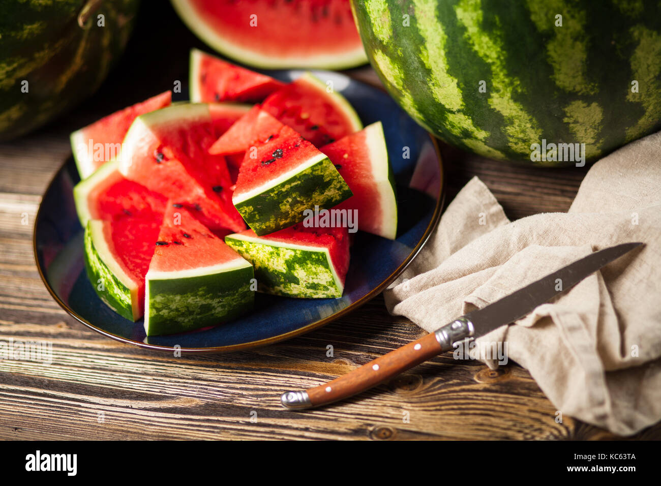 Ripe juicy watermelons Stock Photo
