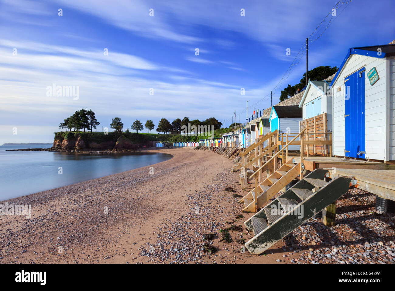 Beach Huts at Corbyn Beach (Torquay) Stock Photo