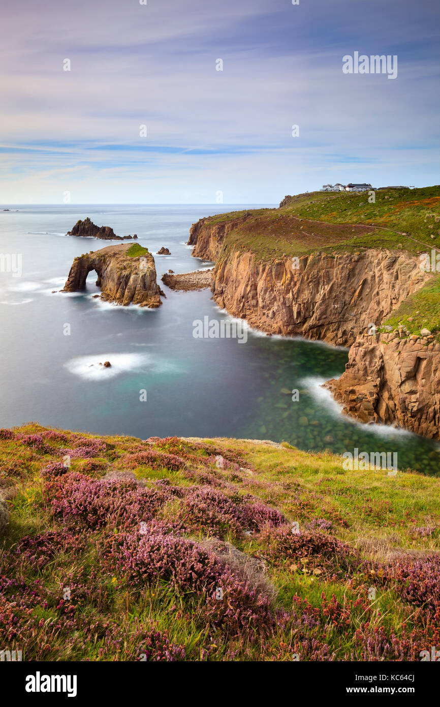 Land's End captured from Pordenack Point in Cornwall. Stock Photo