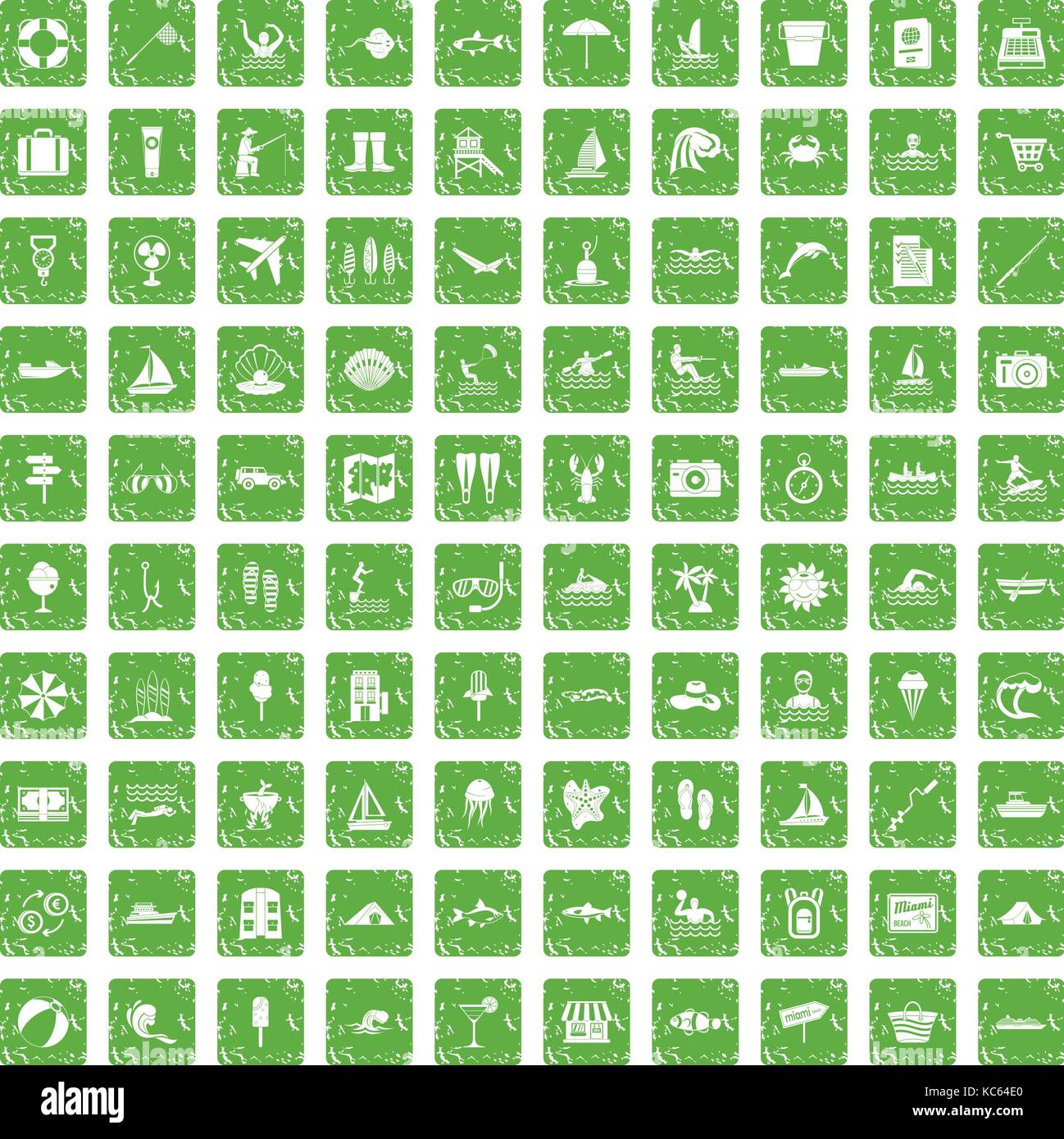 100 water recreation icons set grunge green Stock Vector Image & Art ...