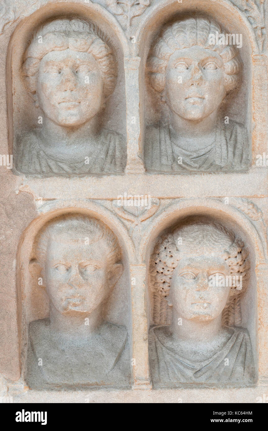 Ancient Roman artifacts at the Archeological Museum of Milan Stock