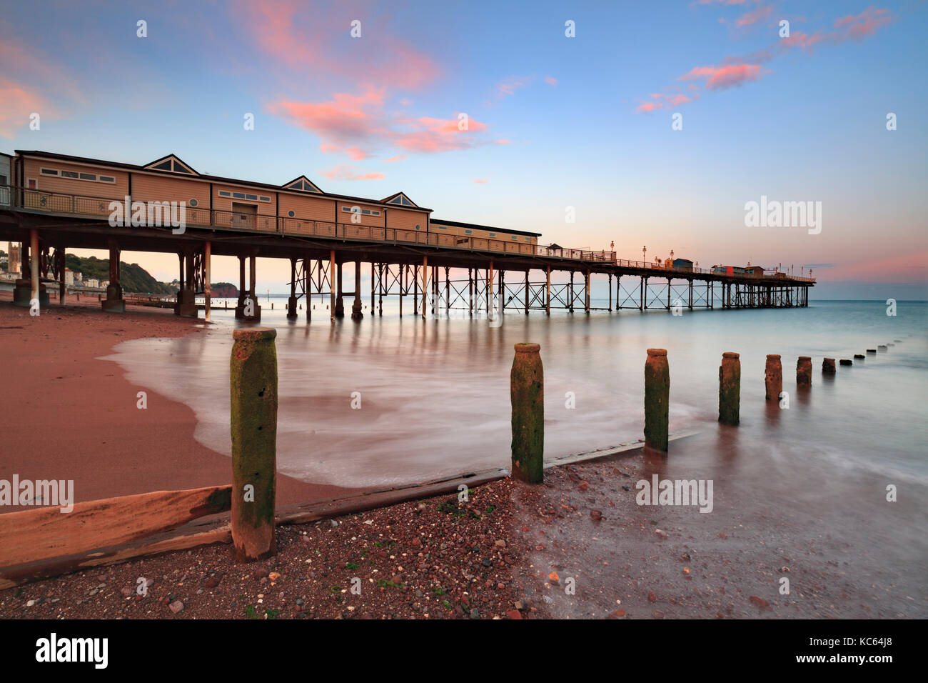 Teignmouth Pier at Sunset Stock Photo