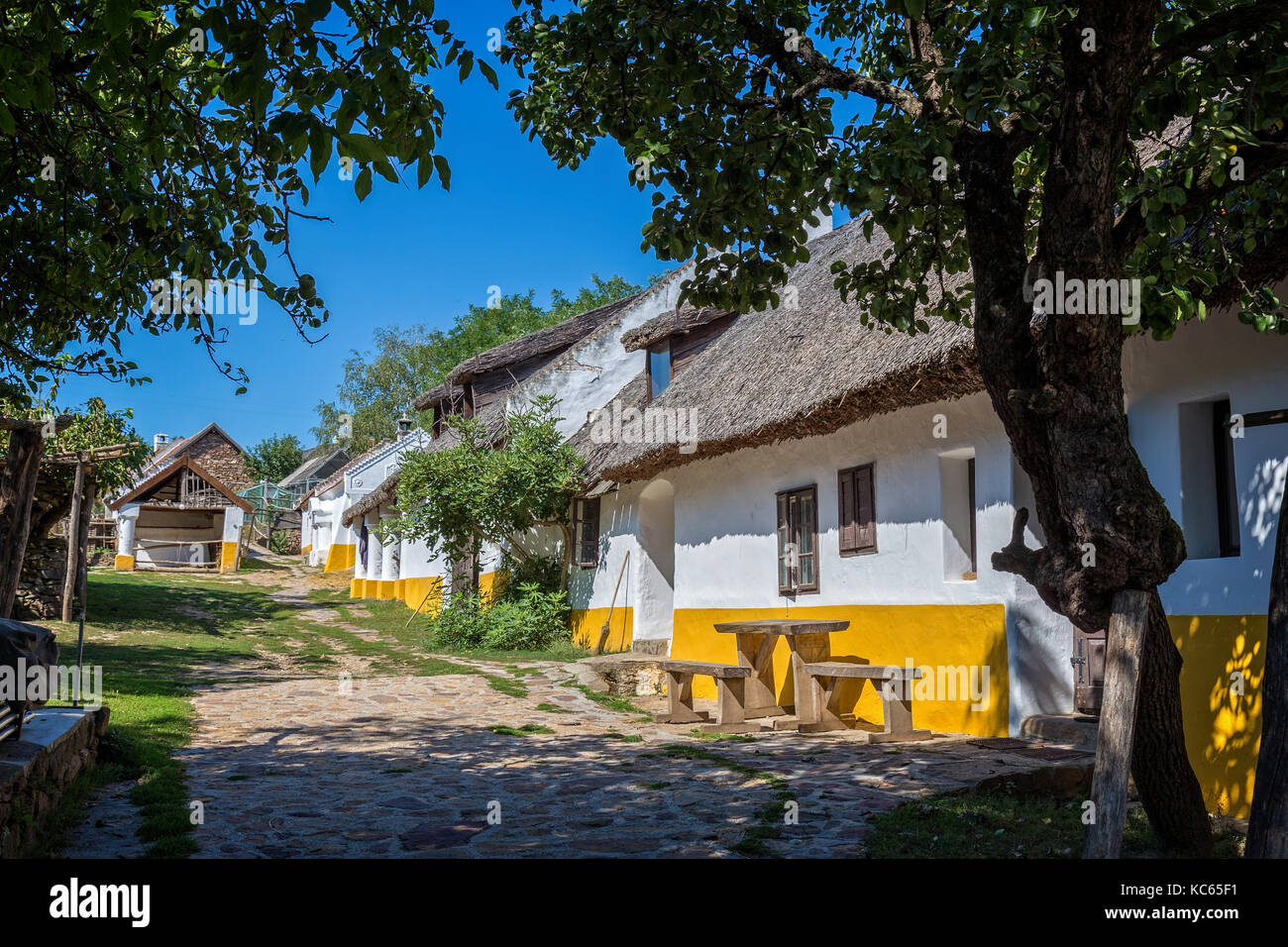 Traditional houses from Hungary, near lake Balaton, village Salfold Stock Photo