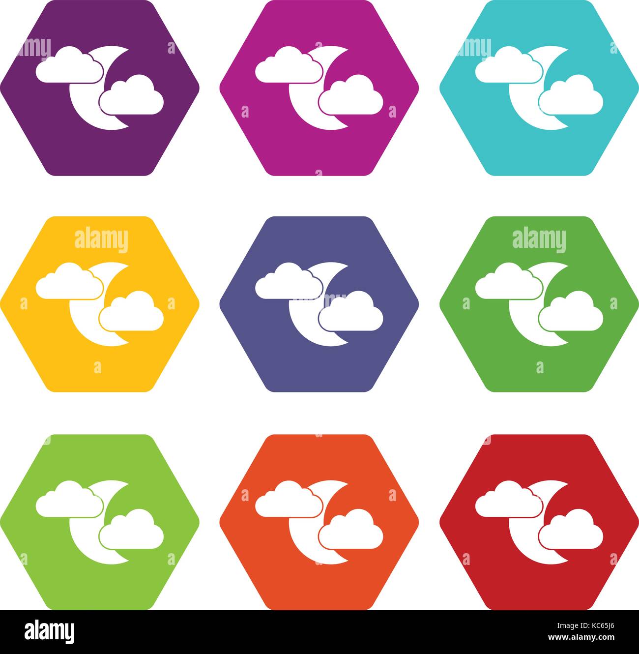 Moon and clouds icon set color hexahedron Stock Vector Image & Art - Alamy