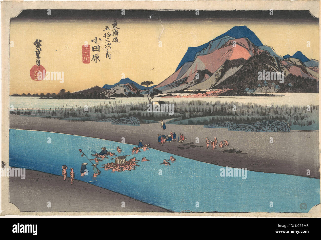 東海道五十三次之内　小田原　酒匂川, Odawara; Sakogawa, Utagawa Hiroshige, ca. 1833–34 Stock Photo