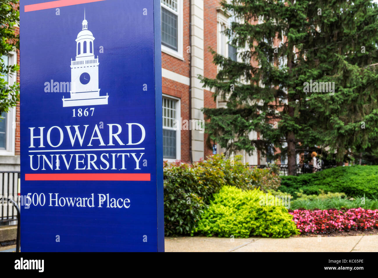 Washington DC,District of Columbia,Howard University,Black college campus sign entrance, Stock Photo