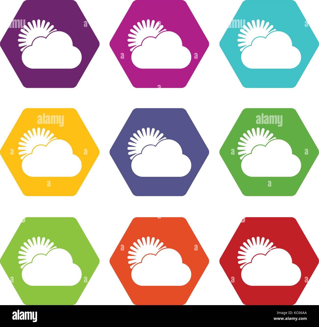 Sun and cloud icon set color hexahedron Stock Vector Image & Art - Alamy