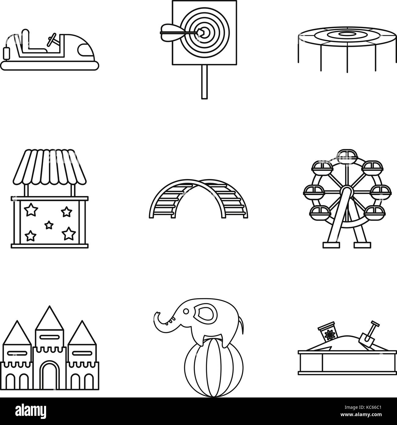Pleasure park icons set, outline style Stock Vector Image & Art - Alamy