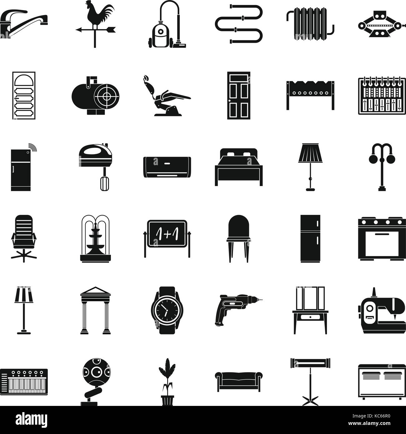 Household Icons Set, Simple Style Stock Vector Image & Art - Alamy