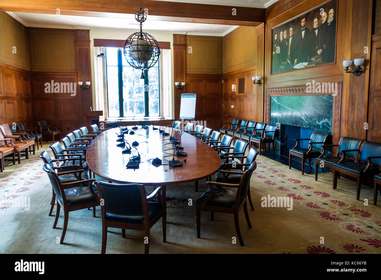 Washington DC,National Mall,National Academy of Science,NAS,Boardroom,conference table,Founders' Portrait,Albert Herter,interior inside,DC170527047 Stock Photo