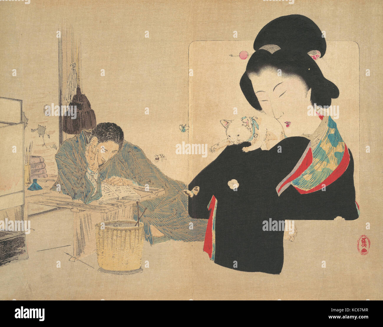 'On My Own', (ware kara), illustration from Bugei Kurabu (Literary Club), Mishima Shōsō Stock Photo