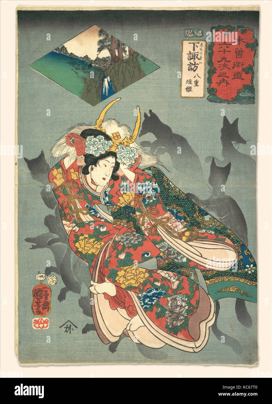 木曽街道六十九次之内 下諏訪 八重垣姫 Princess Yaegaki Utagawa Kuniyoshi 19th Century Stock Photo Alamy