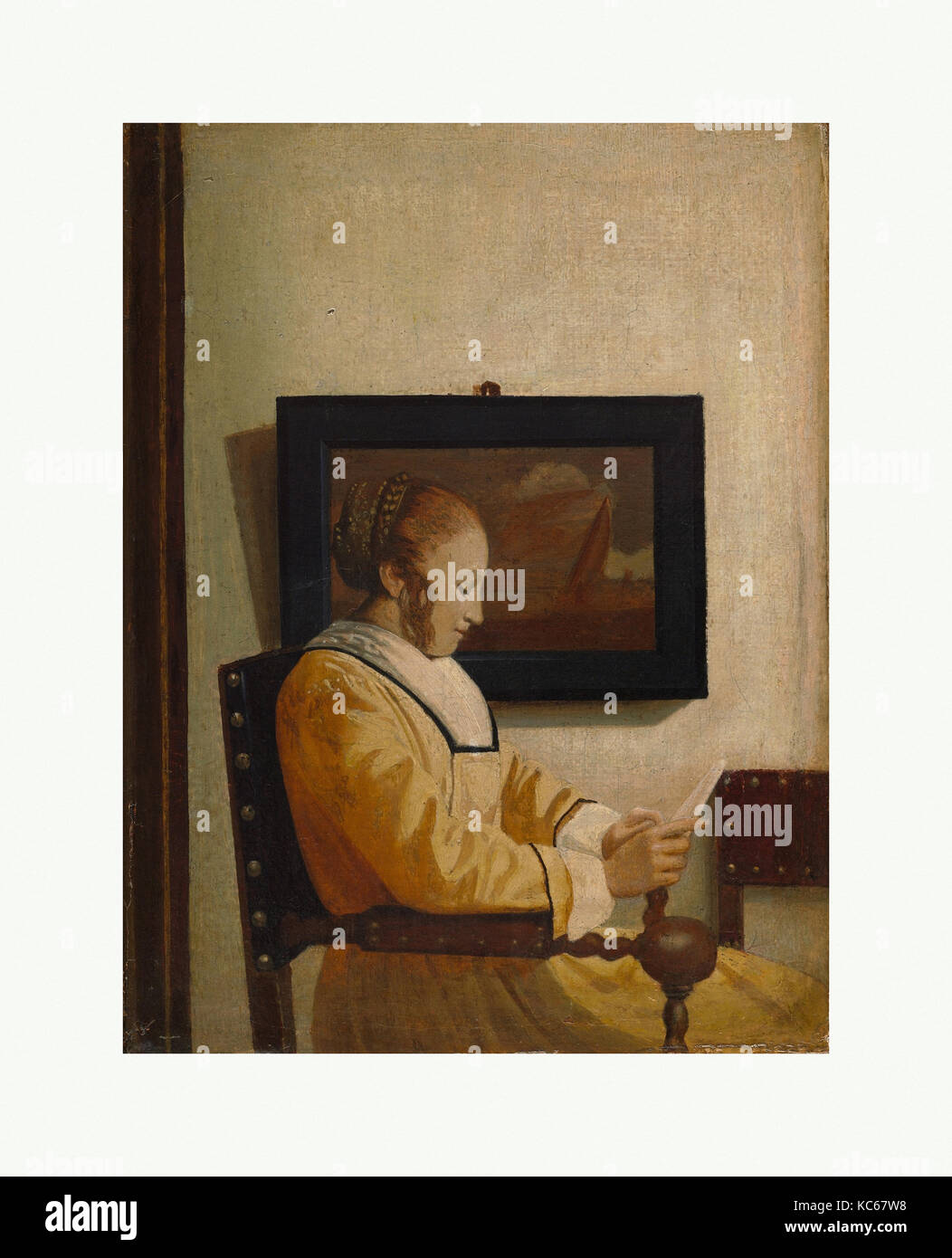 A Young Woman Reading, Imitator of Johannes Vermeer Stock Photo