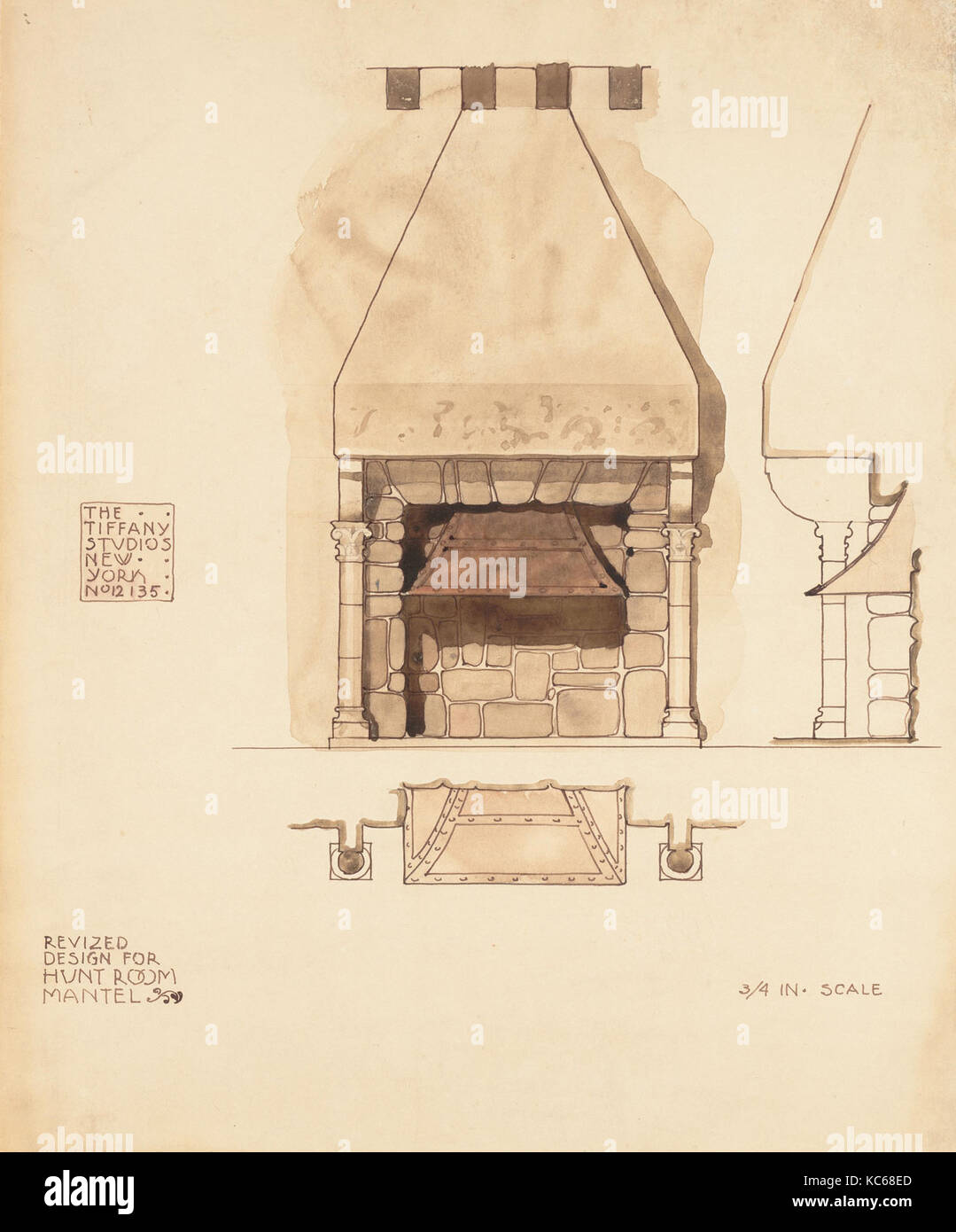 Revised Design For Hunt Room Mantel, Tiffany Studios, late 19th–early ...