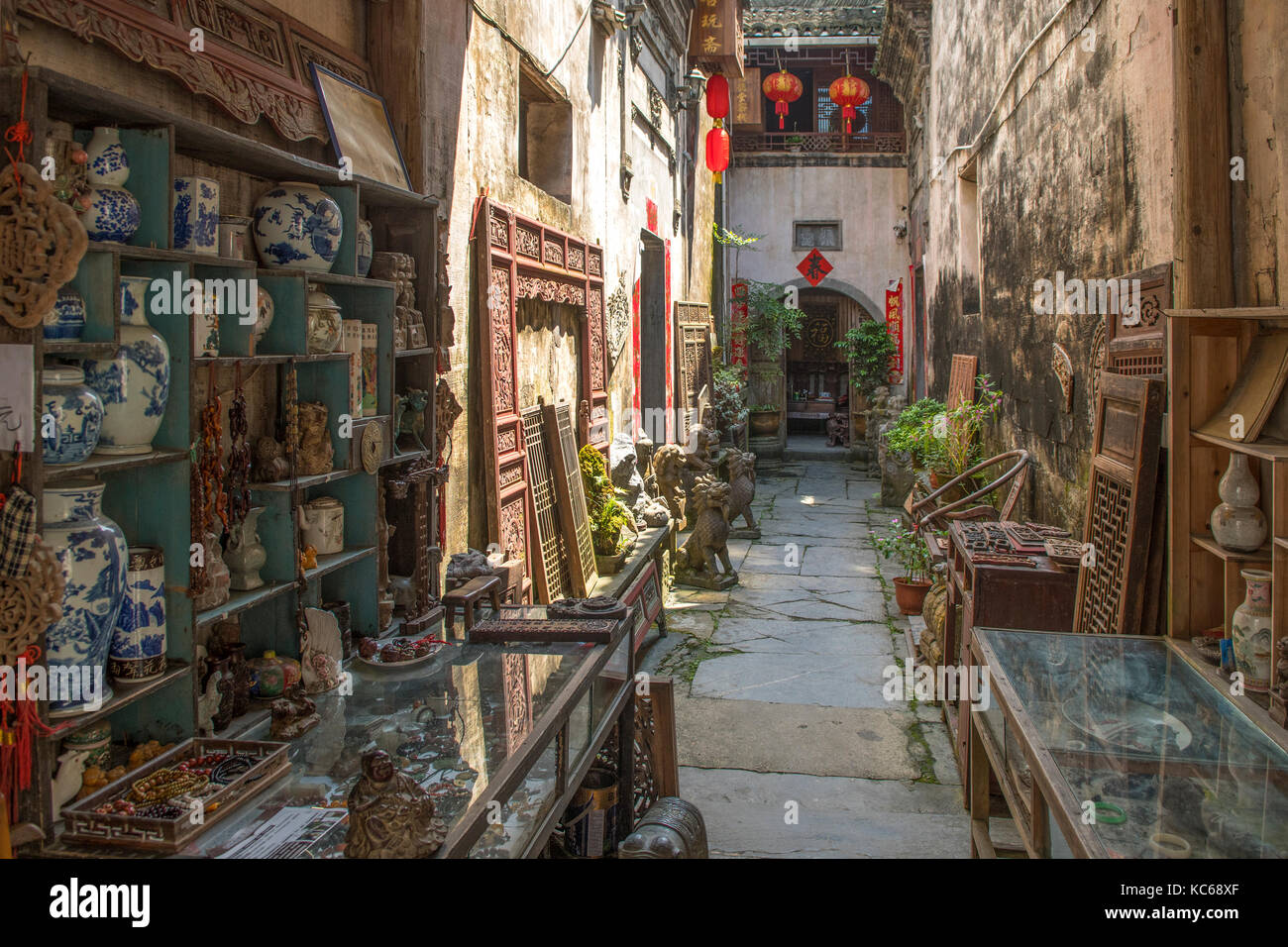 Inside Antiques Shop in Xidi, Huangshan, China Stock Photo