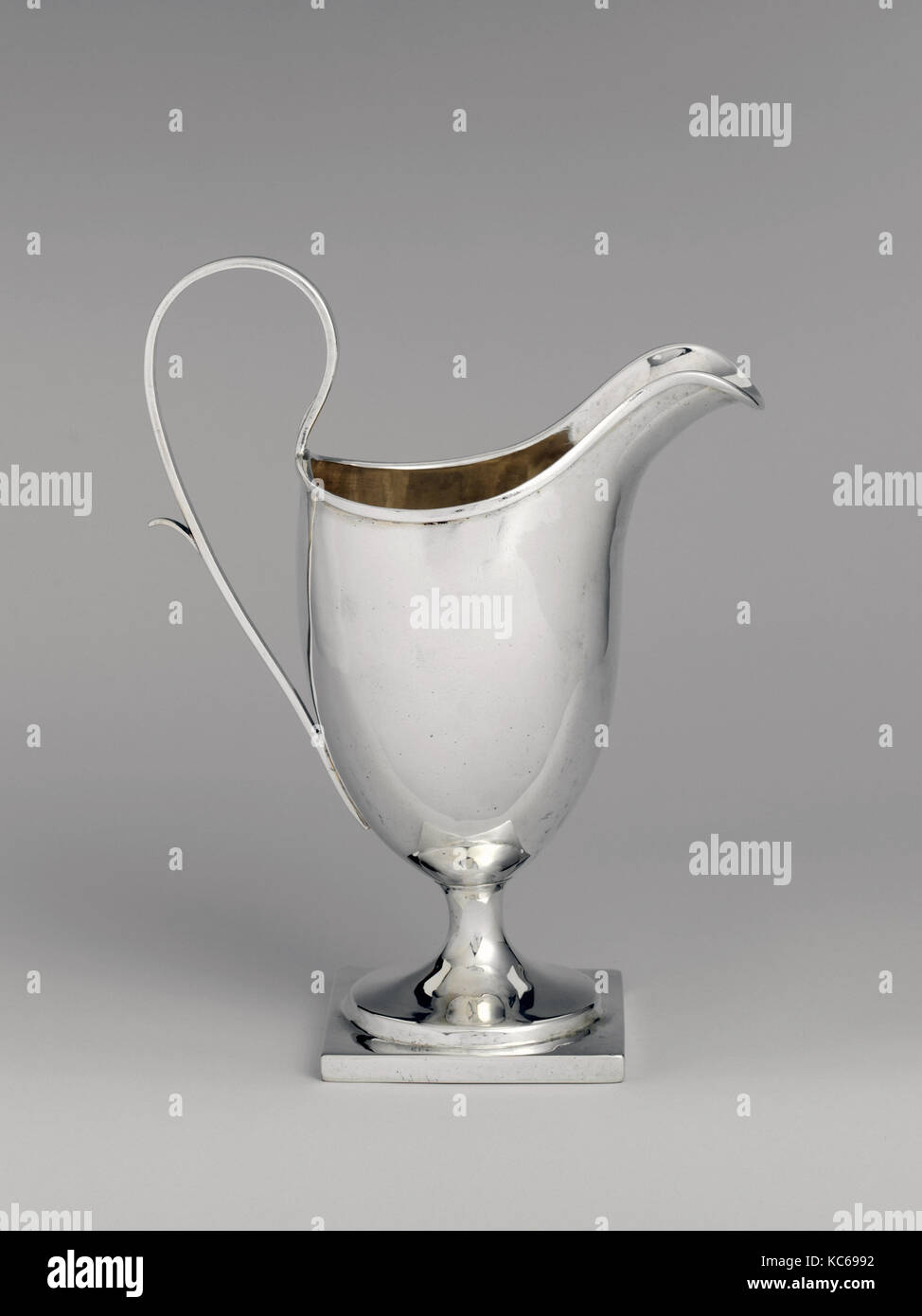 Creamer, 1770–1810, Possibly made in Alexandria, Virginia, United States, American, Silver, Overall: 6 x 4 7/8 in. (15.2 x 12.4 Stock Photo