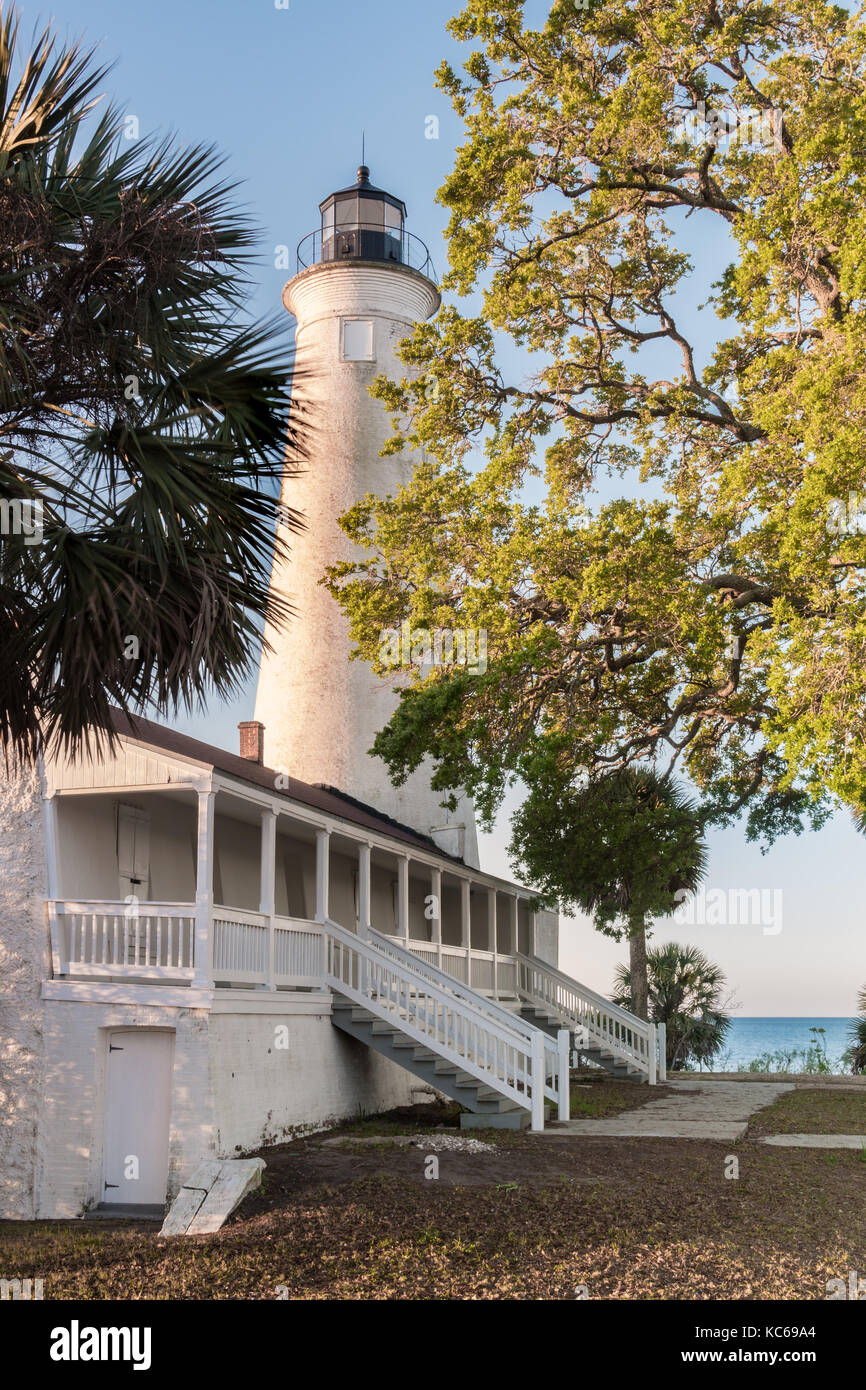 St. Marks Lighthouse, St. Marks Wildlife Refuge, Florida Stock Photo