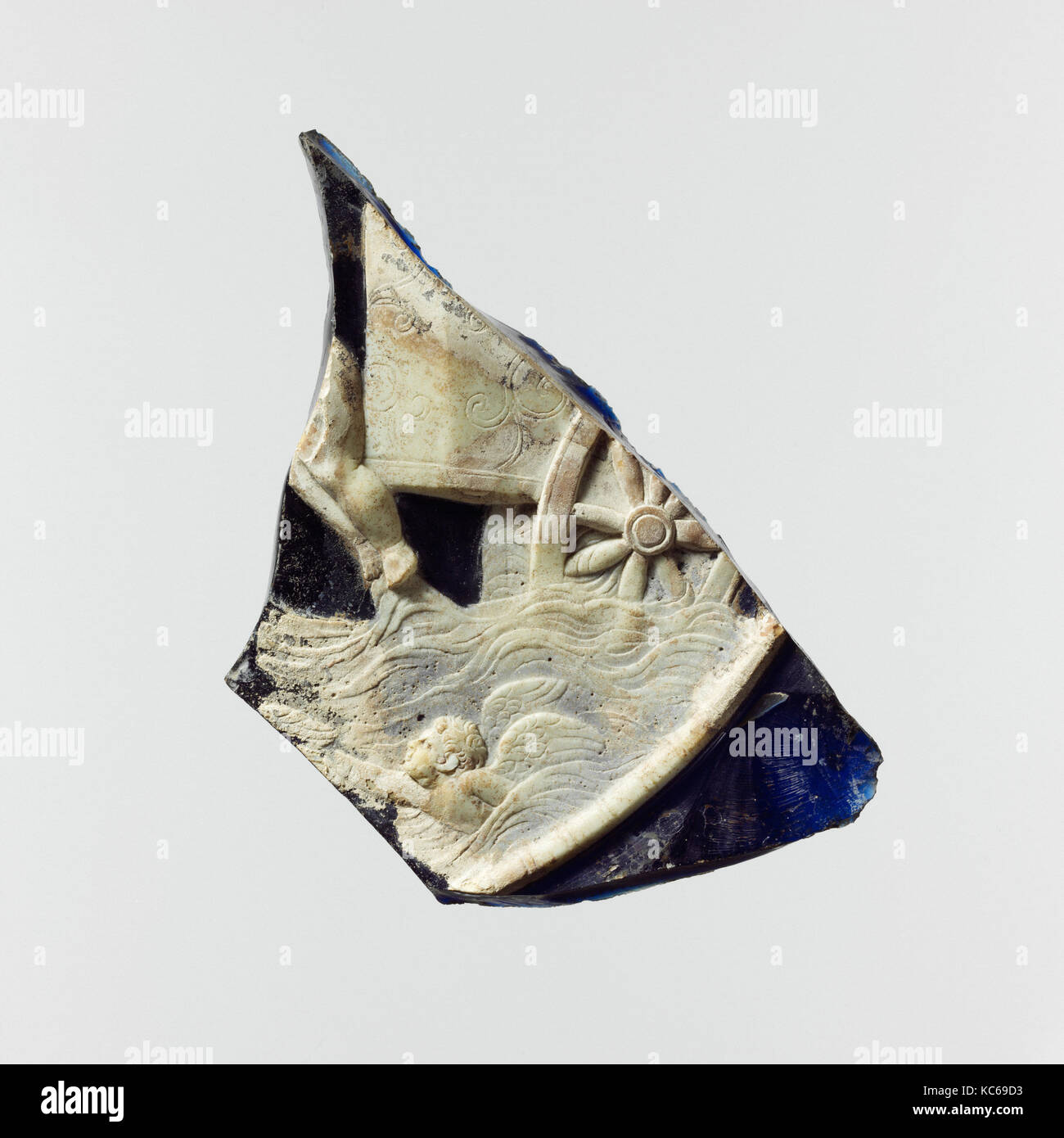 Glass cameo plate fragment, Carving attributed to Barthélemy Cabirol, 1st century A.D Stock Photo