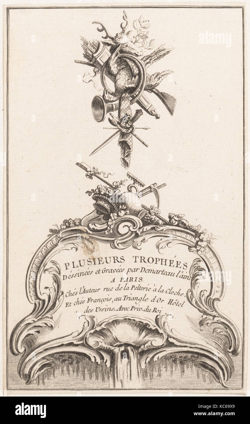 Plusieurs Trophées, 18th century, Engraving, Overall: 11 x 8 1/16 x 3/16 in. (28 x 20.4 x 0.5 cm), Books Stock Photo